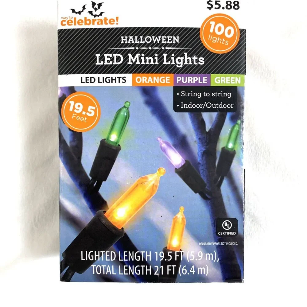 Halloween Led Mini Lights Purple Green Orange 2 Packs Home Decor Indoor Ourdoor